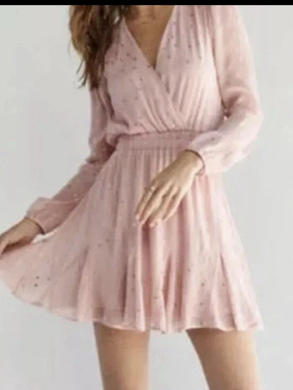 EUC Mi Ami Blush Pink Long Sleeve Star Print Mini Dress